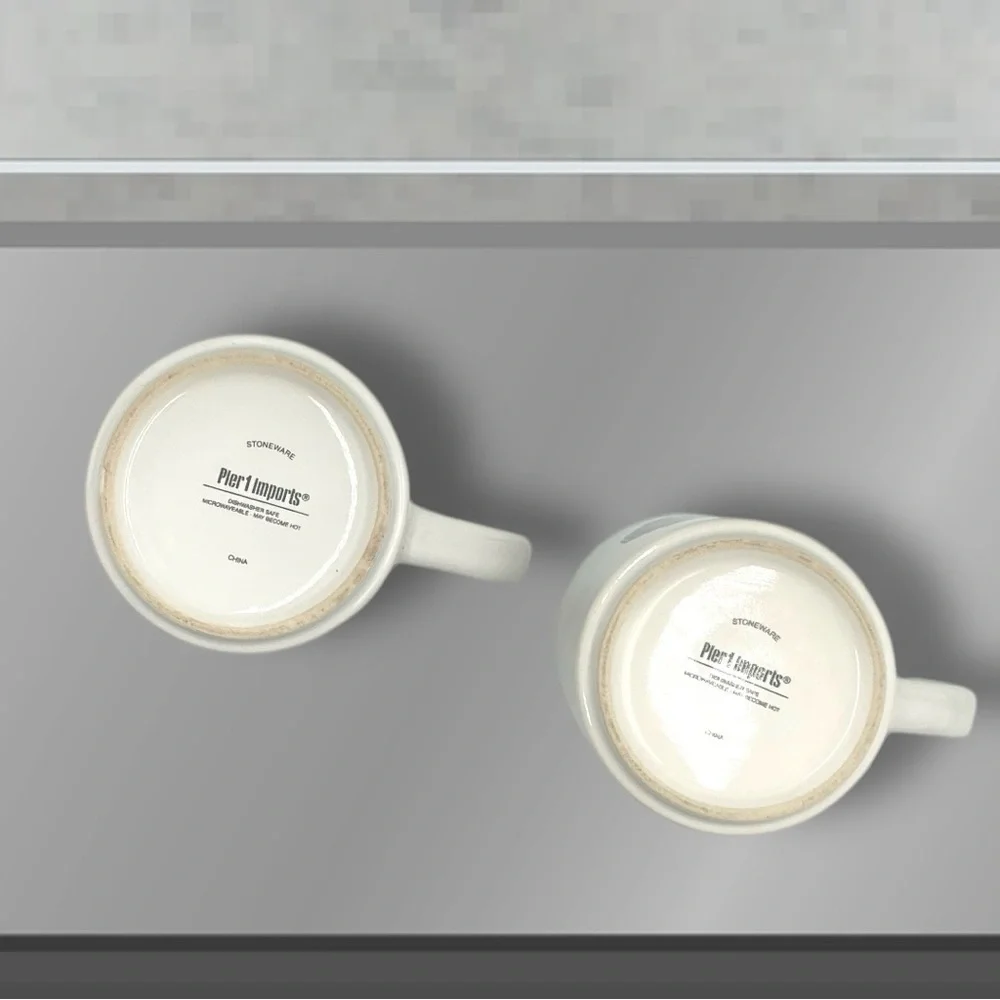 Pier 1 Imports His and Her Better Half 12 Oz Tea / Coffee Mug Set of 2